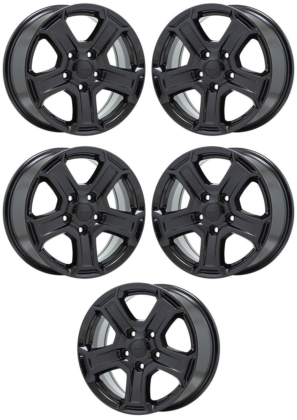 17" Jeep Wrangler Gladiator Gloss Black wheels rims Factory OEM 9216 set 5